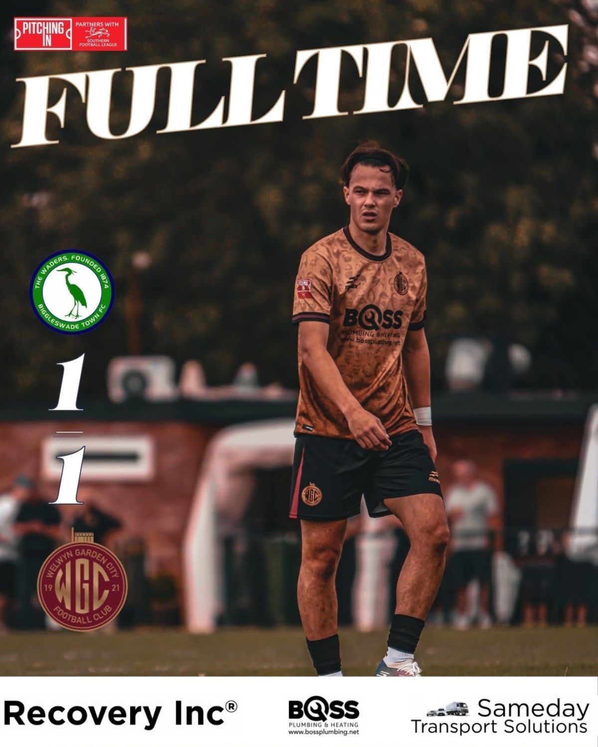 Full-time graphic: Biggleswade Town v WGC