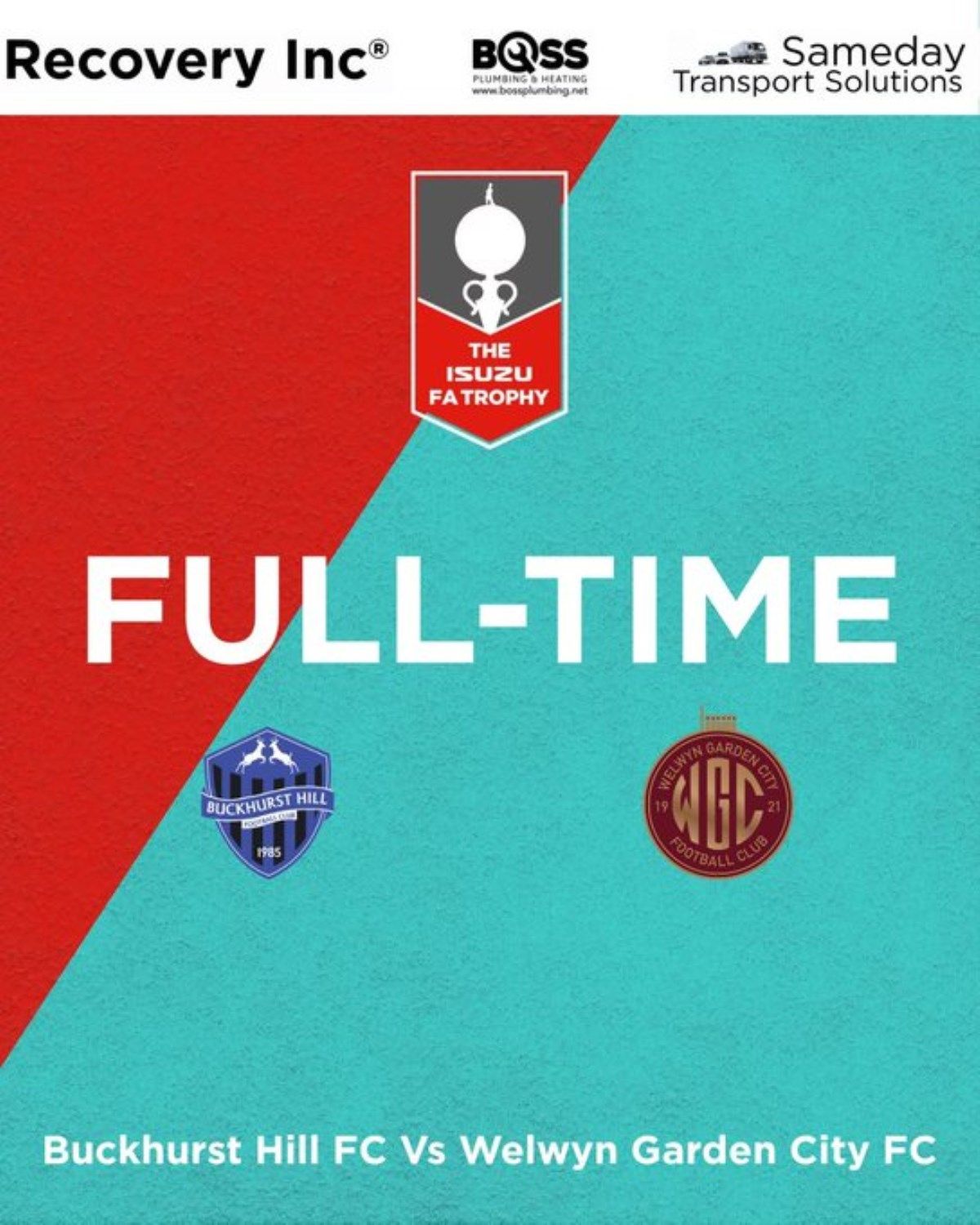 Full-time graphic: Buckhurst Hill v WGC