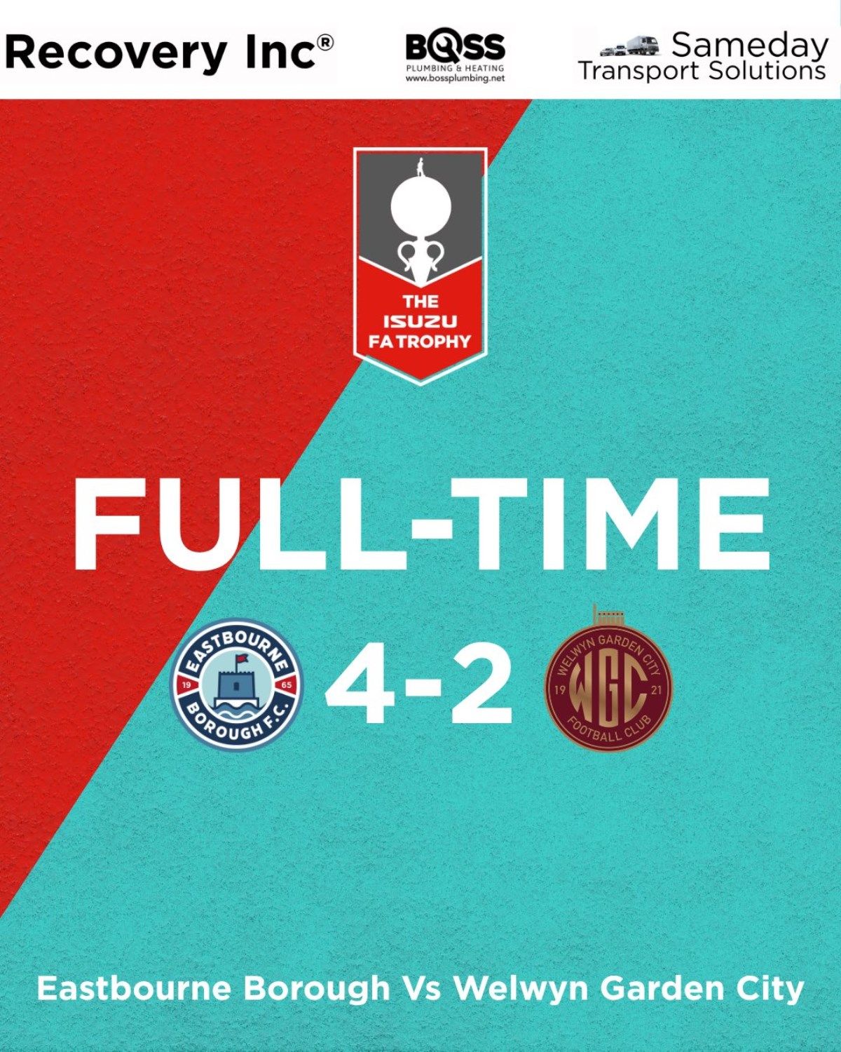 Full-time graphic: Eastbourne Borough v WGC