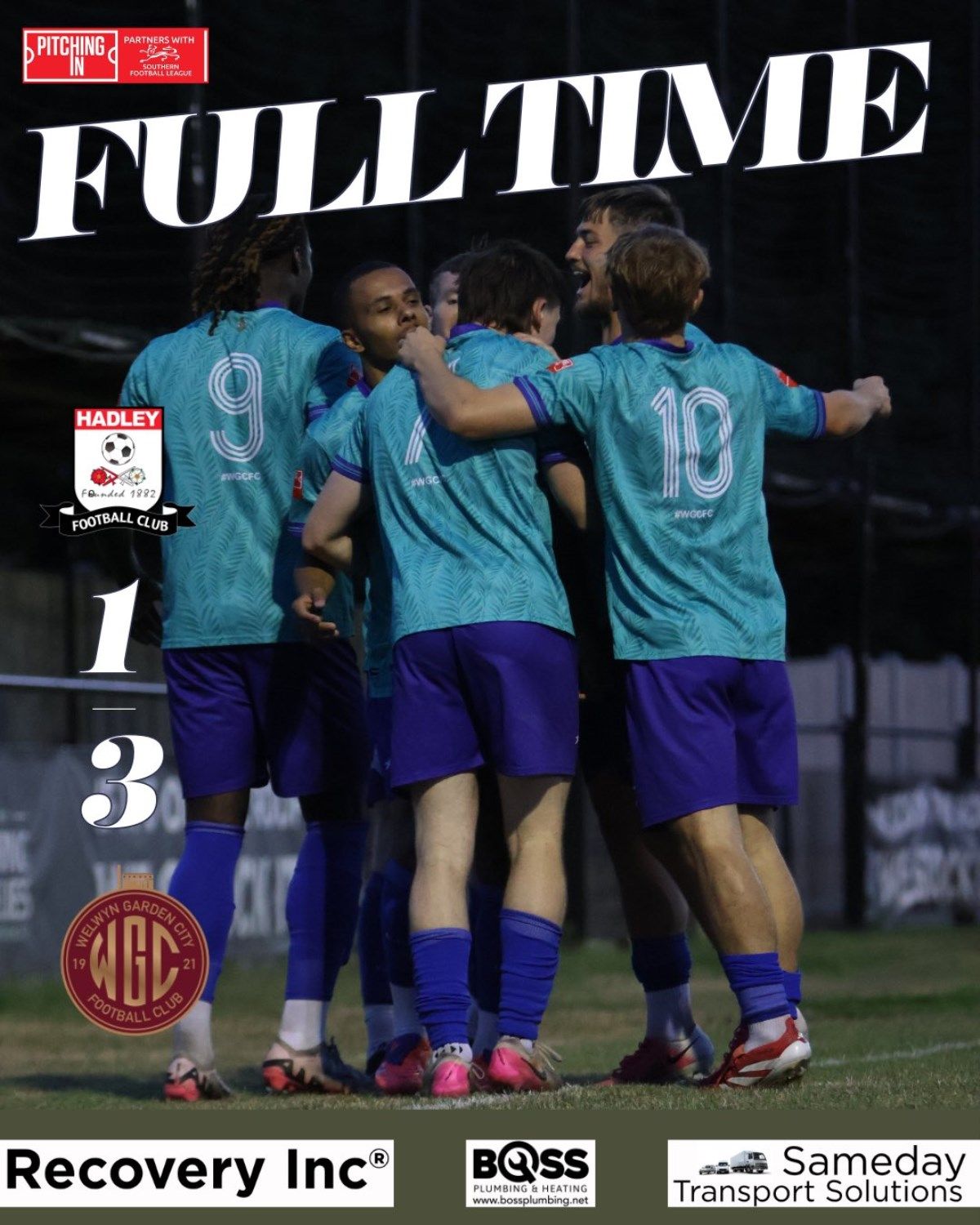 Full-time graphic: Hadley v WGC