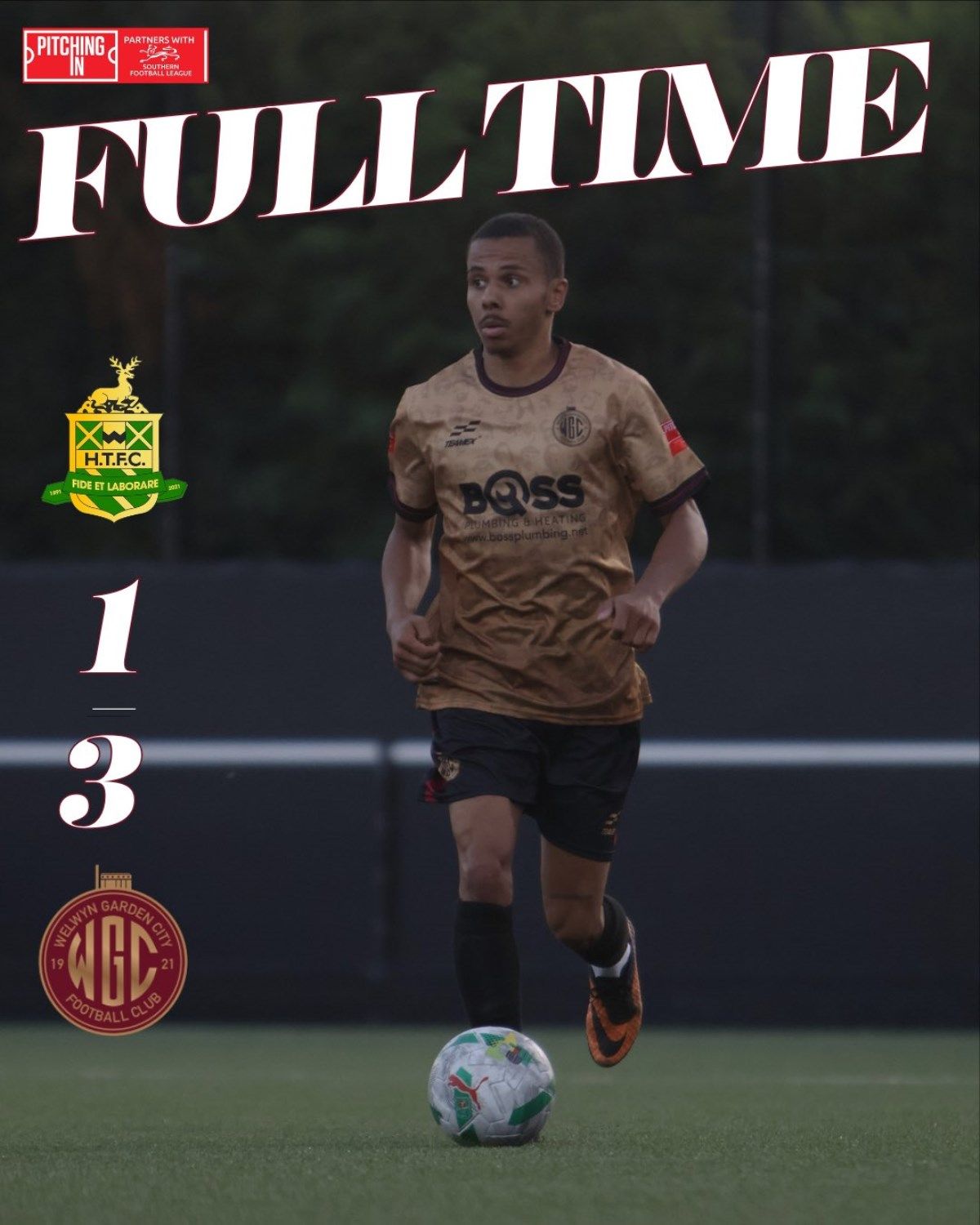 Full-time graphic: Harpenden Town v WGC