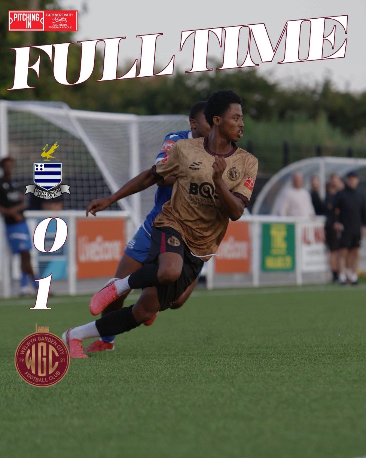Full-time graphic: Redbridge FC v WGC