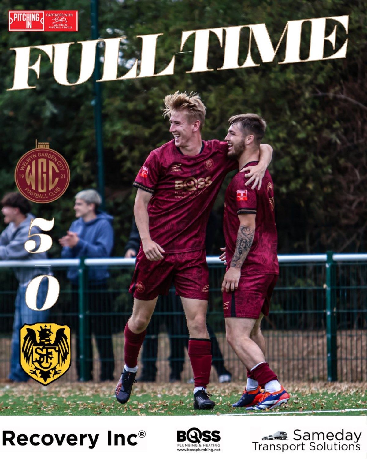 Full-time graphic: WGC v Stotfold FC